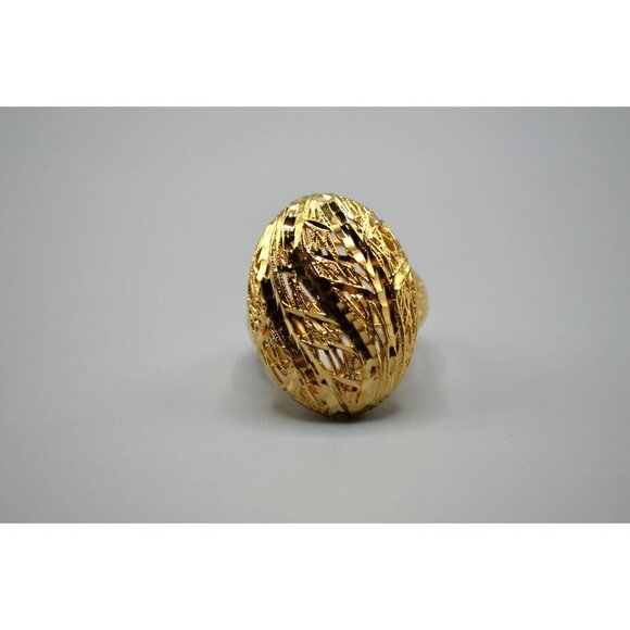 Filigree Nest Lattice Oval Statement Ring Bronzoro Italy Gold over Bronze Size 8 - Picture 2 of 9